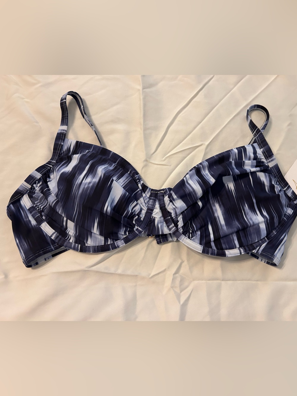 Anne Cole Ladies Navy and White Striped Bikini Top xxl